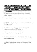 MINNESOTA COSMETOLOGY LAWS  AND RULES REVIEW SHEET 2026  FULL QUESTIONS AND ACCURATE  ANSWERS 