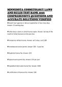 MINNESOTA COSMETOLOGY LAWS  AND RULES TEST BANK 2026  COMPREHENSIVE QUESTIONS AND  ACCURATE SOLUTIONS VERIFIED