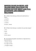 MODERN BLOOD BANKING AND  TRANSFUSION PRACTICES 7TH  EDITION REVIEW SHEET 2026 FULL  QUESTIONS AND CORRECT  SOLUTIONS  