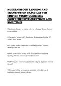 MODERN BLOOD BANKING AND  TRANSFUSION PRACTICES 7TH  EDITION STUDY GUIDE 2026  COMPREHENSIVE QUESTIONS AND  SOLUTIONS