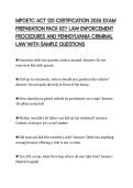 MPOETC ACT 120 CERTIFICATION 2026 EXAM  PREPARATION PACK KEY LAW ENFORCEMENT  PROCEDURES AND PENNSYLVANIA CRIMINAL  LAW WITH SAMPLE QUESTIONS