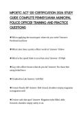 MPOETC ACT 120 CERTIFICATION 2026 STUDY  GUIDE COMPLETE PENNSYLVANIA MUNICIPAL  POLICE OFFICER TRAINING AND PRACTICE  QUESTIONS