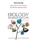 Test Bank for Biology&colon; Science for Life with Physiology&comma; 5th Edition &lpar;Colleen Belk&comma; 2016&rpar;&comma; Chapter 1-25 &vert; All Chapters