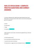 NUR 272 PSYCH EXAM 1 COMPLETE PRACTICE QUESTIONS AND CORRECT ANSWERS