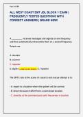 ALL WEST COAST EMT JBL BLOCK 1 EXAM &vert;  FREQUENTLY TESTED QUESTIONS WITH  CORRECT ANSWERS &vert; BRAND NEW&excl;