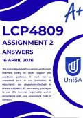 LCP4809 ASSIGNMENT 2 SEMESTER 1 2026 &ast;COMPLETE ANSWERS&ast; DUE DATE 16 APRIL 2026 &lpar;BEST ANSWERS FOR THIS ASSIGNMENT&rpar;