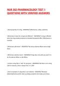 NUR 302-PHARMACOLOGY TEST 1 QUESTIONS WITH VERIFIED ANSWERS