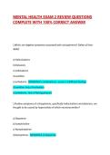 MENTAL HEALTH EXAM 2 REVIEW QUESTIONS COMPLETE WITH 100&percnt; CORRECT ANSWER 