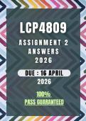 LCP4809 ASSIGNMENT 2 SEMESTER 1 2026 MEMO &vert; DUE DATE 16 APRIL 2026