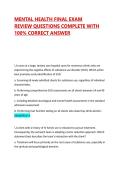 MENTAL HEALTH FINAL EXAM REVIEW QUESTIONS COMPLETE WITH 100&percnt; CORRECT ANSWER 