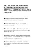NATIONAL BOARD FOR PROFESSIONAL  TEACHING STANDARDS ACTUAL EXAM  SCRIPT 2026 QUESTIONS AND SOLUTIONS  GRADED A&plus;