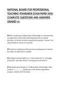 NATIONAL BOARD FOR PROFESSIONAL  TEACHING STANDARDS EXAM PAPER 2026  COMPLETE QUESTIONS AND ANSWERS  GRADED A&plus;