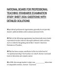 NATIONAL BOARD FOR PROFESSIONAL  TEACHING STANDARDS EXAMINATION  STUDY SHEET 2026 QUESTIONS WITH  DETAILED SOLUTIONS
