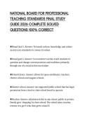 NATIONAL BOARD FOR PROFESSIONAL  TEACHING STANDARDS FINAL STUDY  GUIDE 2026 COMPLETE SOLVED  QUESTIONS 100&percnt; CORRECT
