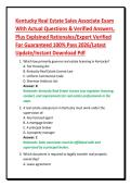 Kentucky Real Estate Sales Associate Exam With Actual Questions & Verified Answers&comma; Plus Explained Rationales&sol;Expert Verified For Guaranteed 100&percnt; Pass 2026&sol;Latest Update&sol;Instant Download Pdf