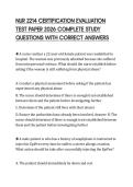 NUR 2214 CERTIFICATION EVALUATION TEST PAPER 2026 COMPLETE STUDY QUESTIONS WITH CORRECT ANSWERS