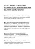 NC BLET HAZMAT COMPREHENSIVE  EXAMINATION TEST 2026 QUESTIONS AND  SOLUTIONS COMPLETE REVIEW