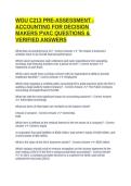 WGU C213 PRE-ASSESSMENT -ACCOUNTING FOR DECISION MAKERS PVAC QUESTIONS & VERIFIED ANSWERS