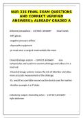 NUR 336 Final Exam &ndash; Correct Verified Q&A &lpar;Already Graded A&rpar;
