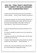 NUR 336 Final Exam 2 &ndash; Correct Detailed Q&A &lpar;100&percnt; Guaranteed Pass&rpar;