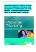 DAVIS ADVANTAGE FOR PEDIATRIC NURSING CRITICAL COMPONENTS OF NURSING CARE 3RD EDITION BY KATHRYN RUDD AND DIANE ORIGINAL TEST BANK CORRECT ANSWER DETAILED WITH RATIONALE GRADED A&plus;    &emsp; TABLE OF CONTENTS 1&period;&Tab;Issues and Trends in Pediatric Nursing 2&period;&Tab;Standar