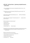 APEC 1600 &ndash; Final Exam Review &ndash; Agricultural and Applied Economics &ndash; study material