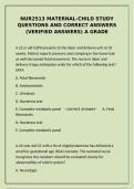 NUR2513 Maternal-Child Study Questions &ndash; Verified Answers &lpar;A Grade&rpar;
