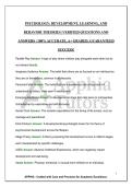 PSYCHOLOGY&colon; DEVELOPMENT&comma; LEARNING&comma; AND BEHAVIOR THEORIES &vert;VERIFIED QUESTIONS AND ANSWERS &vert; 100&percnt; ACCURATE&comma; A&plus; GRADED&comma; GUARANTEED SUCCESS&excl;