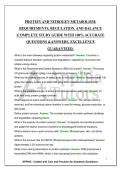 PROTEIN AND NITROGEN METABOLISM&colon; REQUIREMENTS&comma; REGULATION&comma; AND BALANCE &vert;COMPLETE STUDY GUIDE WITH 100&percnt; ACCURATE QUESTIONS &ANSWERS&period; EXCELLENCE GUARANTEED&period;