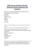 D487 Secure Software Design Questions Exam questions and Answers
