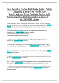 Test Bank For Florida Test Study Guide - Public  Adjusting 3-20 &lpar;Set 1&rpar;&comma; Florida 3-20   Public Adjuster Exam Outlines&comma; Florida 3-20   Public Adjusters State Exam &lpar;Set 1&rpar; Graded   A&plus; 2025-2026 Update 