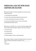 NUR208 EXAM 3 2026 TEST PAPER SOLVED QUESTIONS AND SOLUTIONS