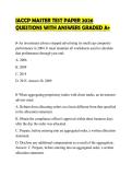 IACCP MASTER TEST PAPER 2026 QUESTIONS WITH ANSWERS GRADED A&plus;