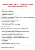 Food Safety Manager Test &ndash; CP-FS Practice Questions and  100&percnt; Verified Answers 2026&sol;2027 