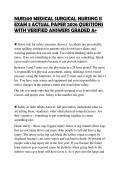 NUR209 MEDICAL SURGICAL NURSING II EXAM 3 ACTUAL PAPER 2026 QUESTIONS WITH VERIFIED ANSWERS GRADED A&plus;