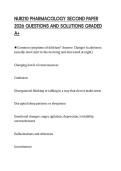 NUR210 PHARMACOLOGY SECOND PAPER 2026 QUESTIONS AND SOLUTIONS GRADED A&plus;