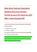 Idaho Wood Treatment Examination  Questions And Correct Answers  &lpar;Verified Answers&rpar; Plus Rationales 2026  Q&A &vert; Instant Download Pdf