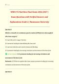NUR1172 Nutrition FINAL Exam &vert; LATEST 2026&sol;2027 &vert; Exam Questions with Verified Questions and Answers and Detailed Rationales &vert; Rasmussen University Nutritional Principles of Nursing Prep &vert; Get HighScore 