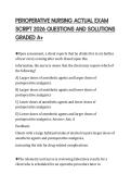 PERIOPERATIVE NURSING ACTUAL EXAM  SCRIPT 2026 QUESTIONS AND SOLUTIONS  GRADED A&plus;