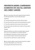 PERIOPERATIVE NURSING COMPREHENSIVE  EXAMINATION TEST 2026 FULL QUESTIONS  AND CORRECT ANSWERS 