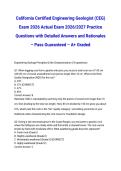 California Certified Engineering Geologist &lpar;CEG&rpar; Exam 2026 Actual Exam 2026&sol;2027 Practice Questions with Detailed Answers and Rationales &ndash; Pass Guaranteed &ndash; A&plus; Graded