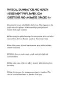 PHYSICAL EXAMINATION AND HEALTH  ASSESSMENT FINAL PAPER 2026  QUESTIONS AND ANSWERS GRADED A&plus;