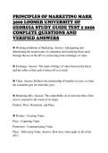 PRINCIPLES OF MARKETING MARK  3000 LOOMER UNIVERSITY OF  GEORGIA STUDY GUIDE TEST 2 2026  COMPLETE QUESTIONS AND  VERIFIED ANSWERS