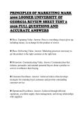 PRINCIPLES OF MARKETING MARK  3000 LOOMER UNIVERSITY OF  GEORGIA REVIEW SHEET TEST 2  2026 FULL QUESTIONS AND  ACCURATE ANSWERS