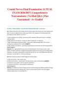 Cranial Nerves Final Examination ACTUAL EXAM 2026&sol;2027 &vert; Comprehensive Neuroanatomy &vert; Verified Q&A &vert; Pass Guaranteed - A&plus; Graded