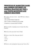 PRINCIPLES OF MARKETING MARK  3000 LOOMER UNIVERSITY OF  GEORGIA PRACTICE SET TEST 2  2026 TESTED QUESTIONS AND  CORRECT SOLUTIONS
