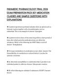 PARAMEDIC PHARMACOLOGY FINAL 2026  EXAM PREPARATION PACK KEY MEDICATION  CLASSES AND SAMPLE QUESTIONS WITH  EXPLANATIONS 