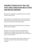 PARAMEDIC PHARMACOLOGY FINAL 2026  STUDY GUIDE COMPLETE EMS DRUG ACTIONS  AND PRACTICE QUESTIONS