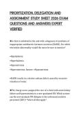 PRIORITIZATION&comma; DELEGATION AND  ASSIGNMENT STUDY SHEET 2026 EXAM  QUESTIONS AND ANSWERS EXPERT  VERIFIED