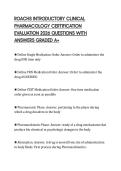 ROACHS INTRODUCTORY CLINICAL PHARMACOLOGY CERTIFICATION EVALUATION 2026 QUESTIONS WITH ANSWERS GRADED A&plus;